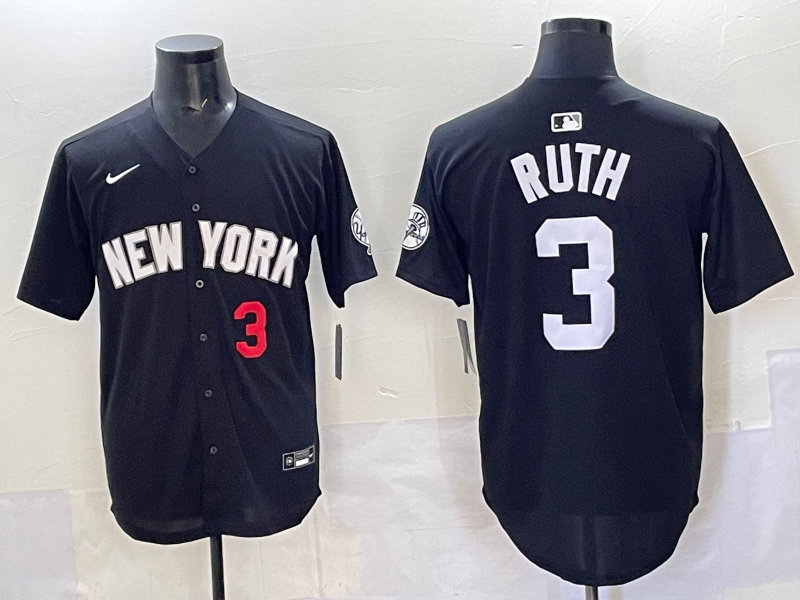 Men 2025 New York Yankees #3 Ruth black  Nike MLB Jersey style 725006